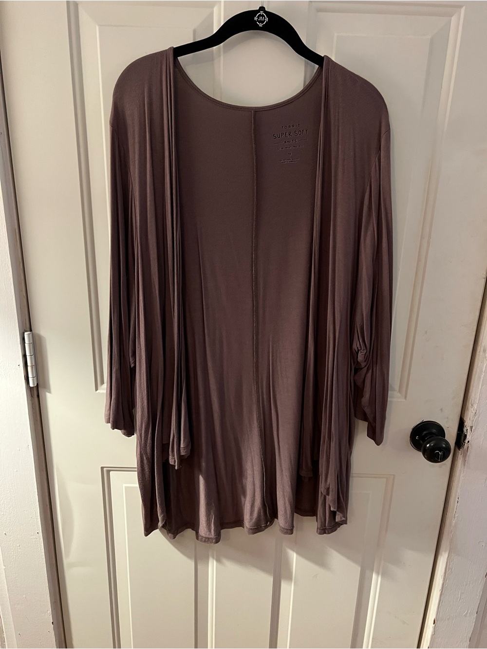 torrid Open-Front Draped Cardigan in Mauve Taupe